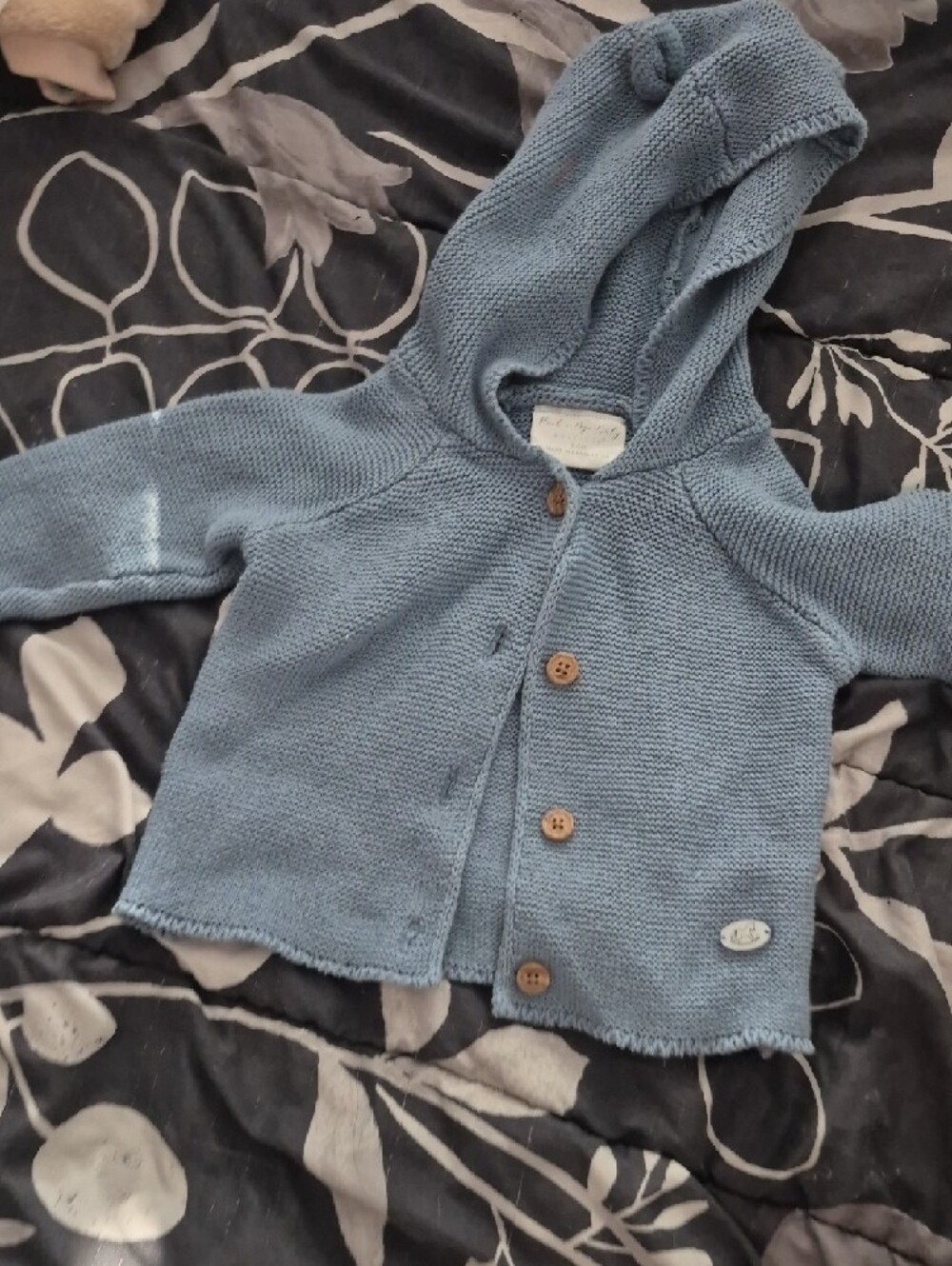 Soft Light Blue Knit Hoodie & Booties Set - Kids Matching Sets - Picture 3 of 5